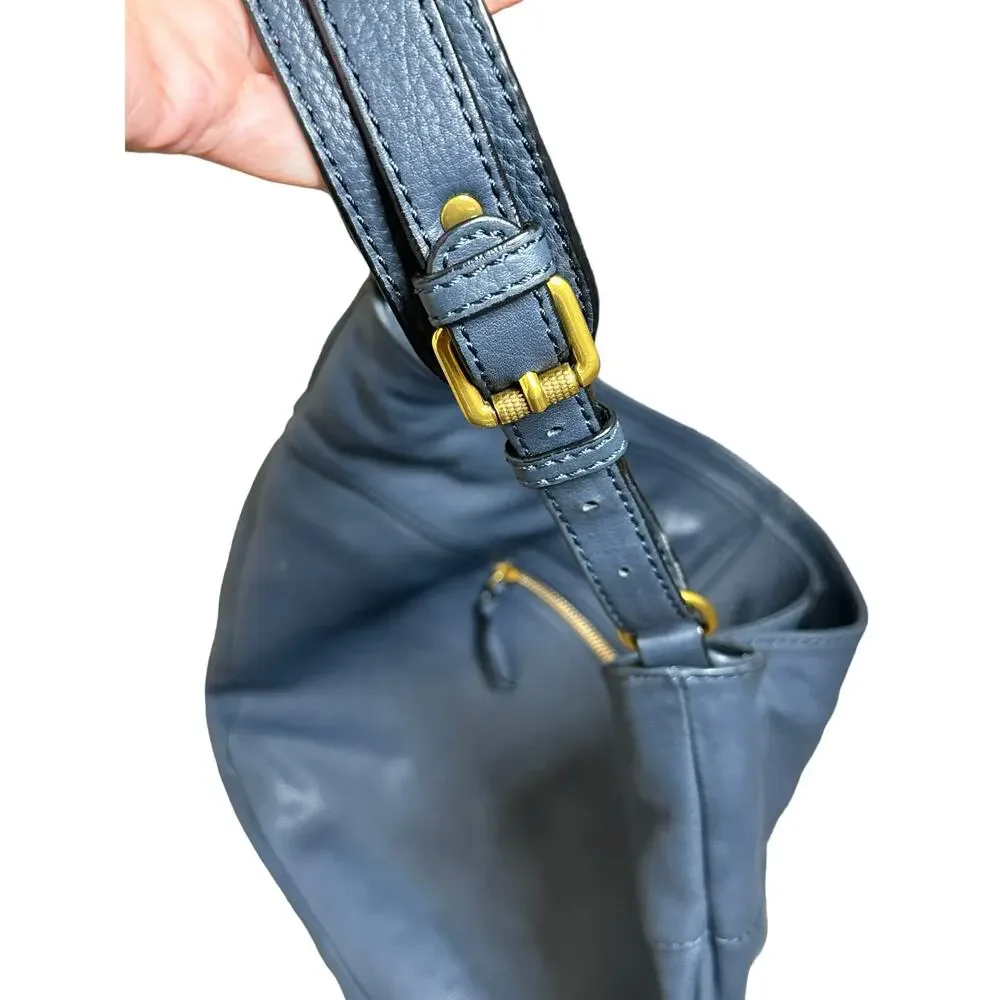 The SAK COLLECTIVE Soft Navy Blue Leather Braided/Woven Boho Hobo Bag - Picture 4 of 10